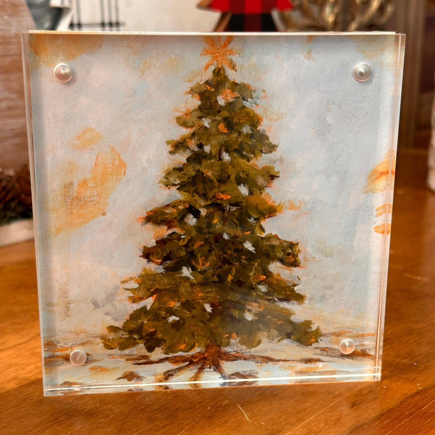 Where The Pines Glow – Christmas Tree Art Print, Hand-Embellished Holiday Art