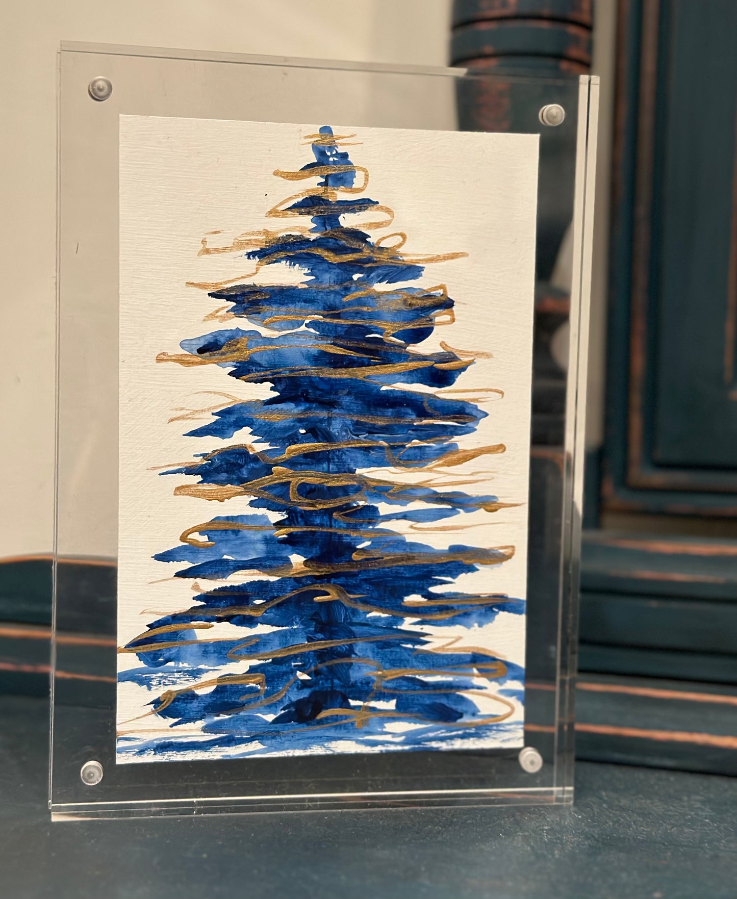 "Blue Christmas 1 " Art On Paper 4x6