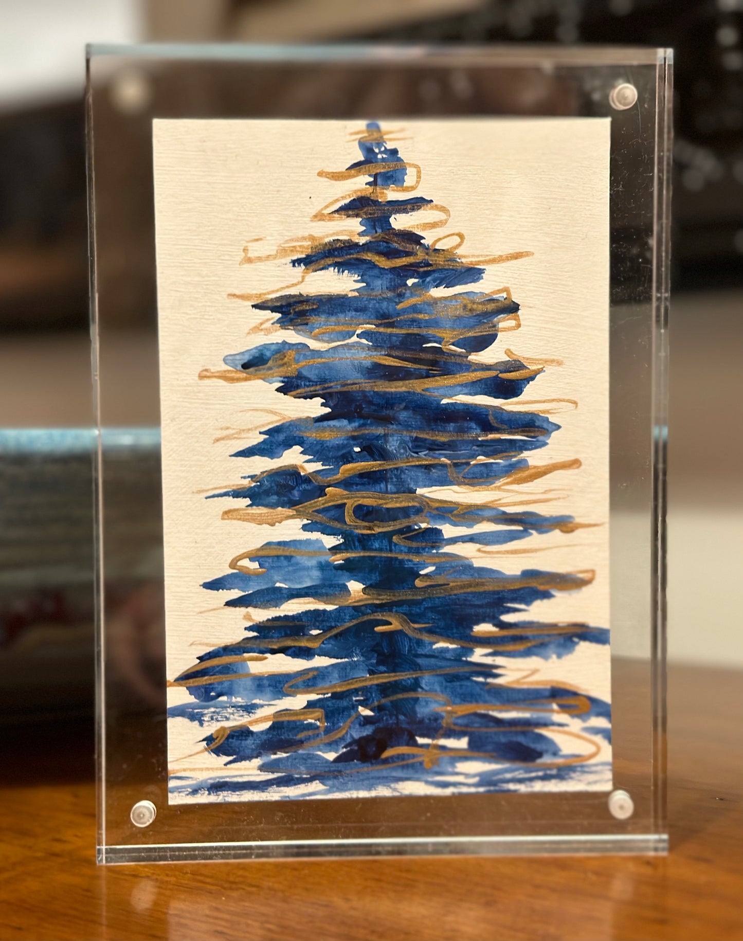 "Blue Christmas 1 " Art On Paper 4x6