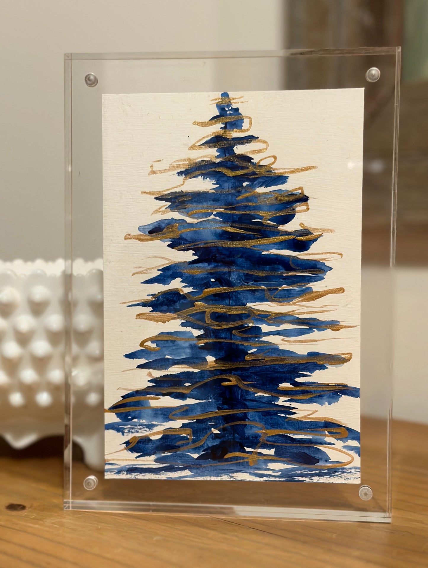"Blue Christmas 1 " Art On Paper 4x6