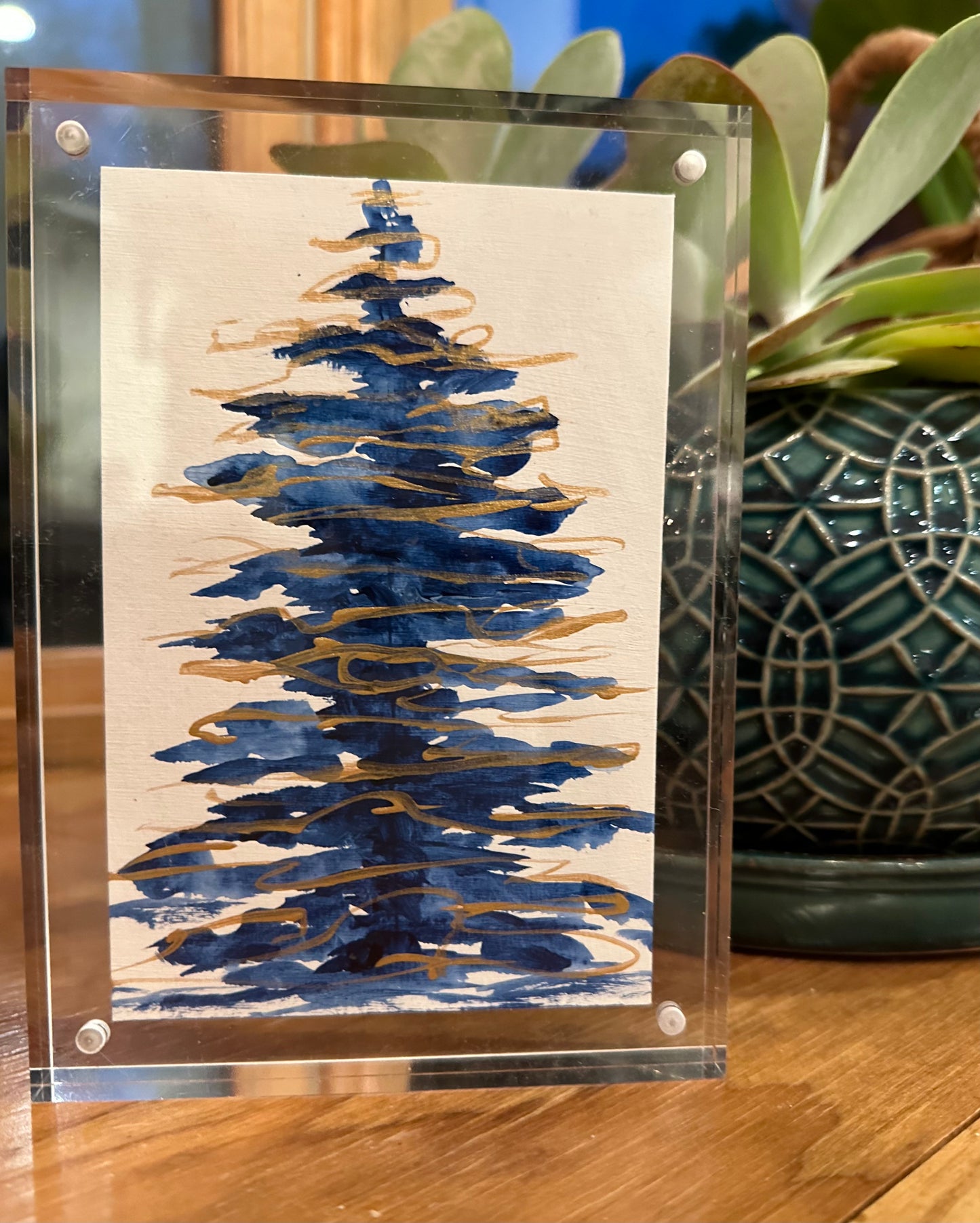 "Blue Christmas 1 " Art On Paper 4x6