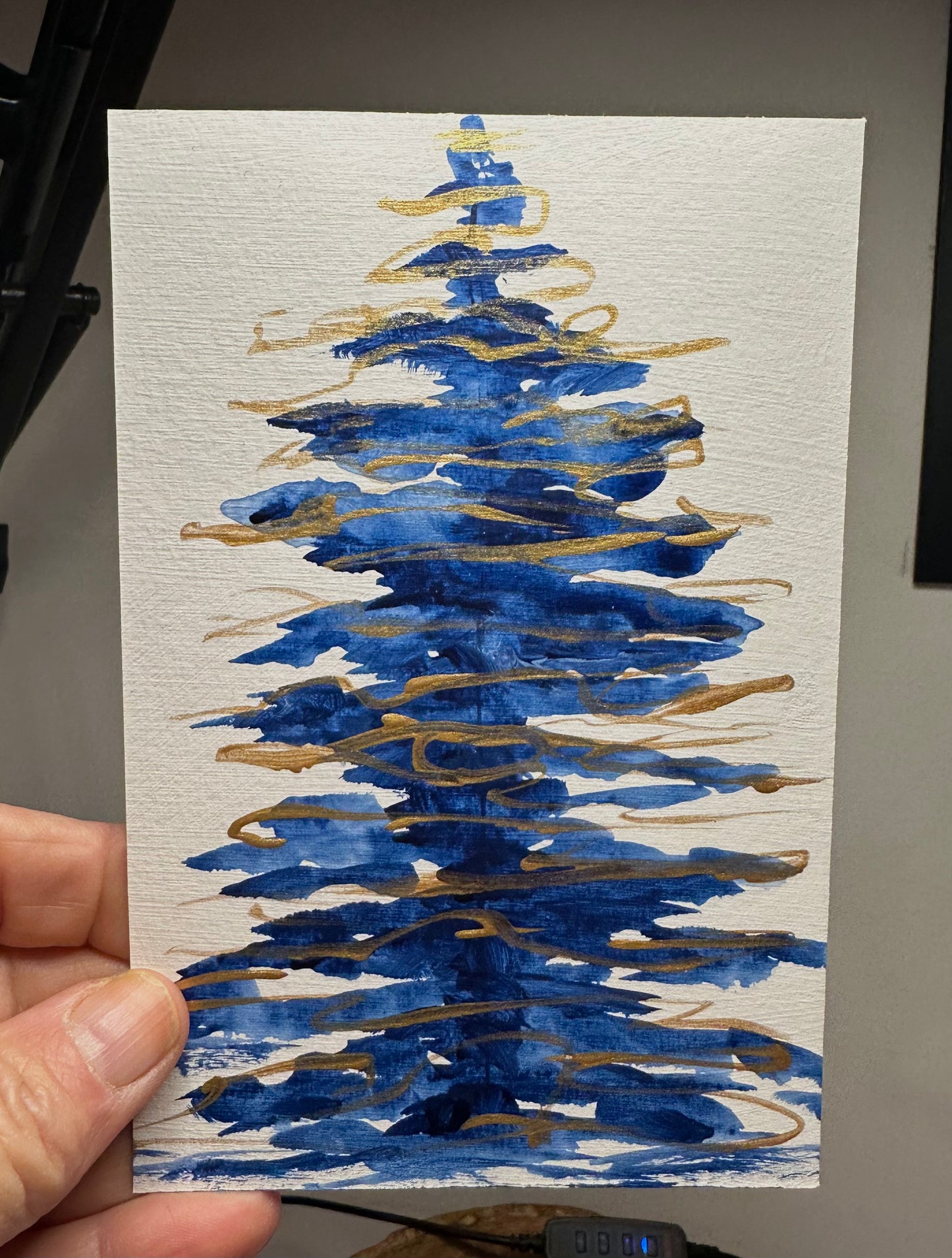 "Blue Christmas 1 " Art On Paper 4x6