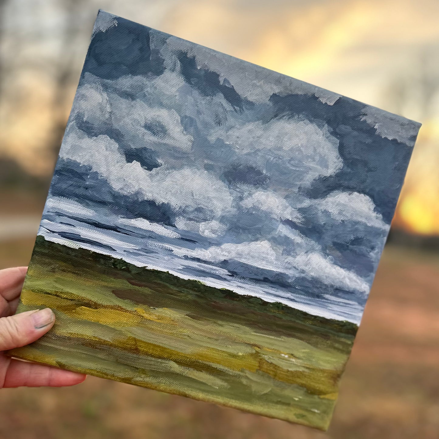 "Moody Blue Sky" Original Art On Canvas 10x10