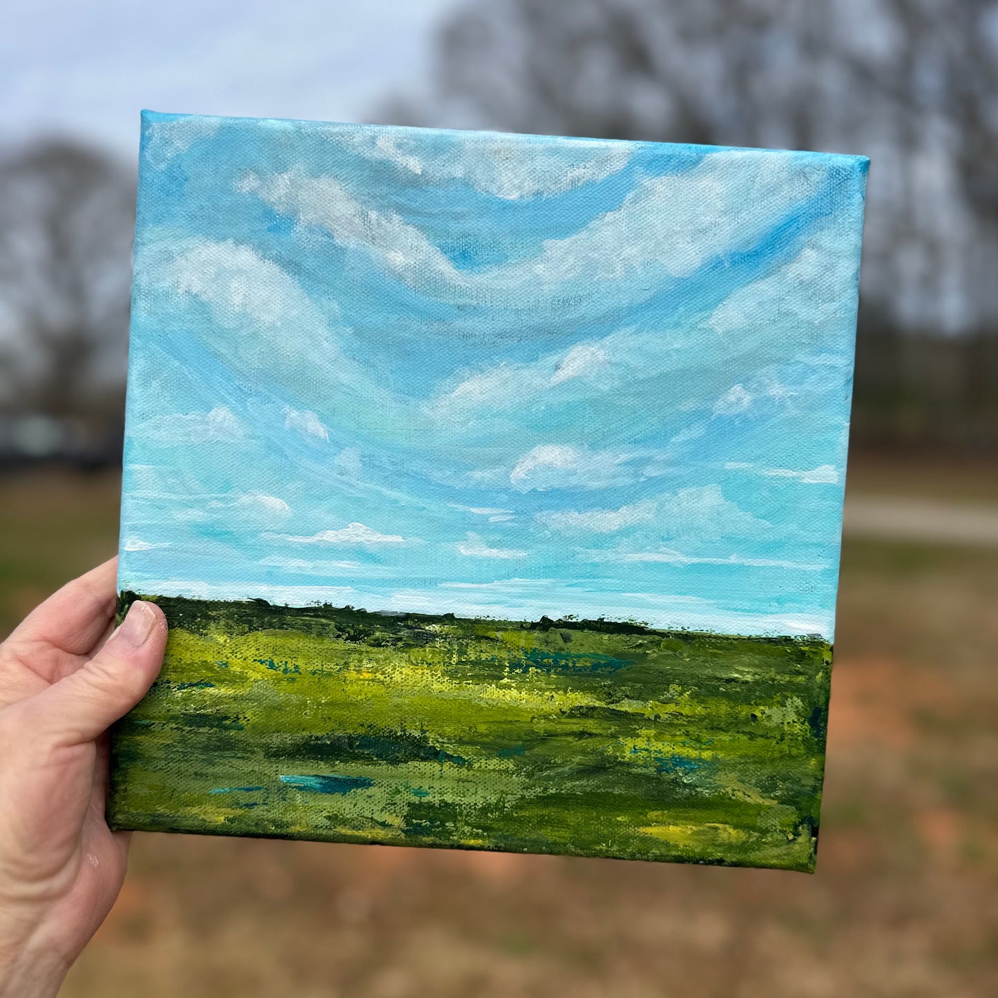 "TEAL SKIES" Original Art On Canvas 10x10