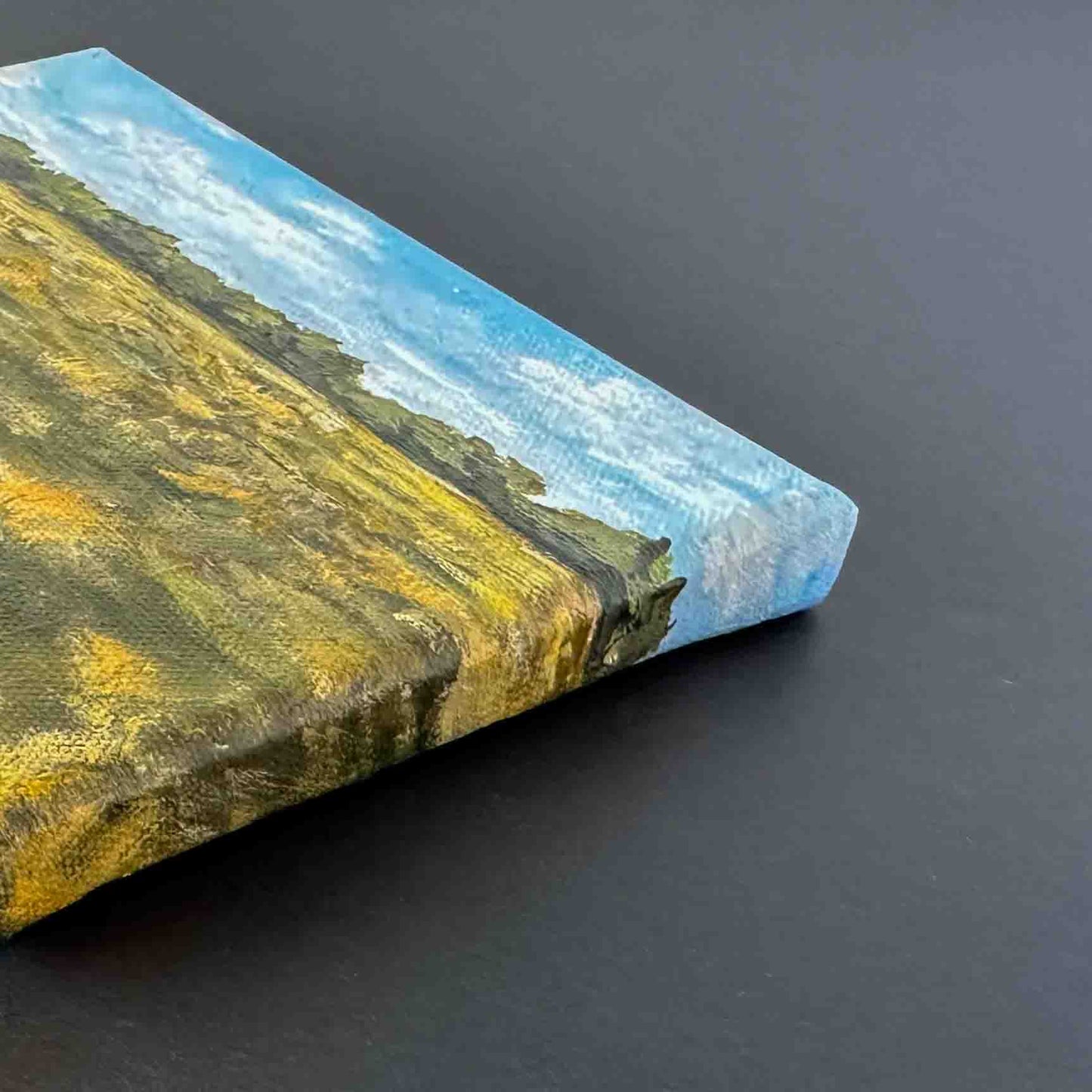 "Field Of Gold " Original 5x7 Acrylic Landscape Painting with Easel