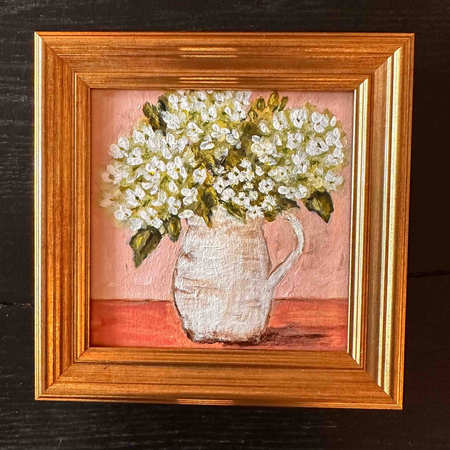 "Garden Porch White" Original Art On Canvas 5x5 With Frame