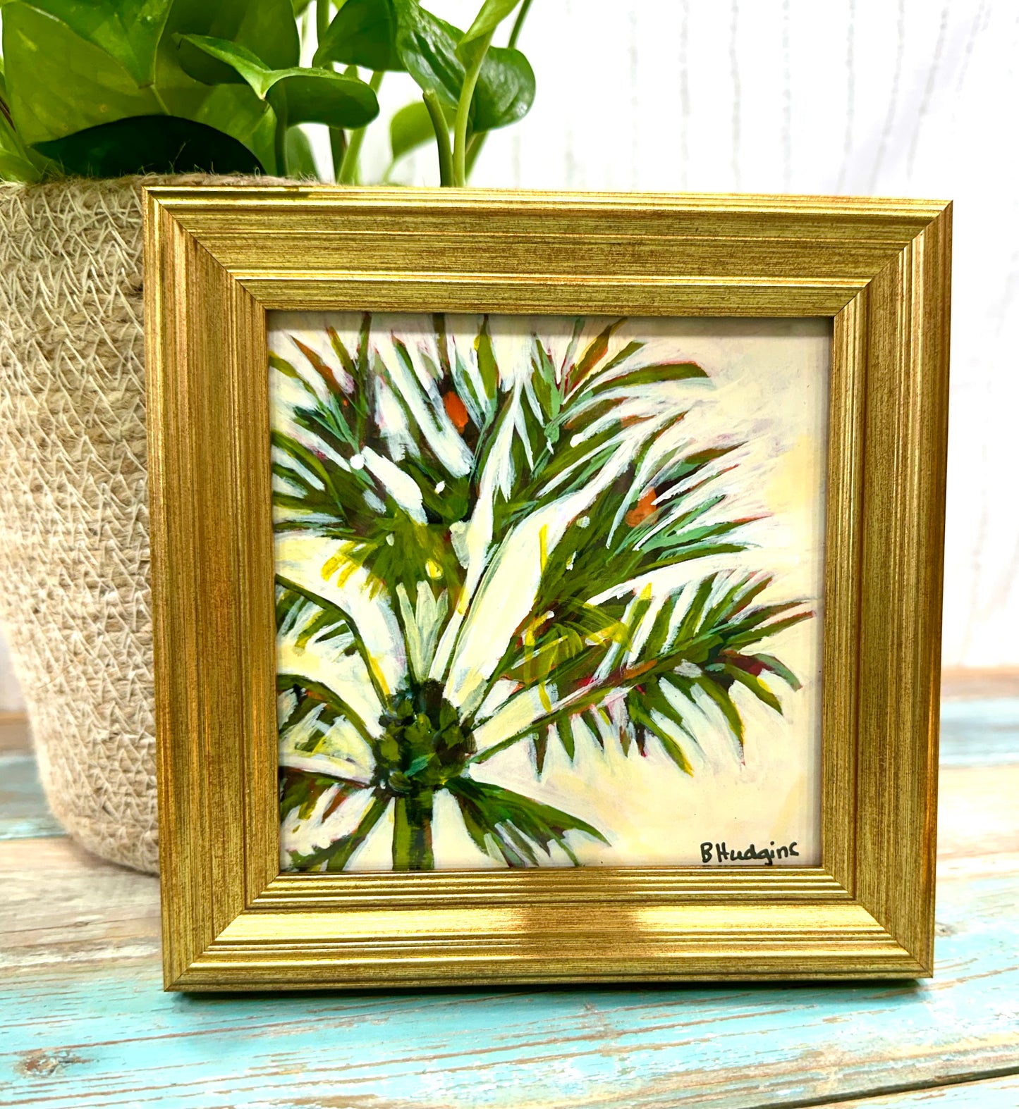 Gold Palm Embellished Print 5x5