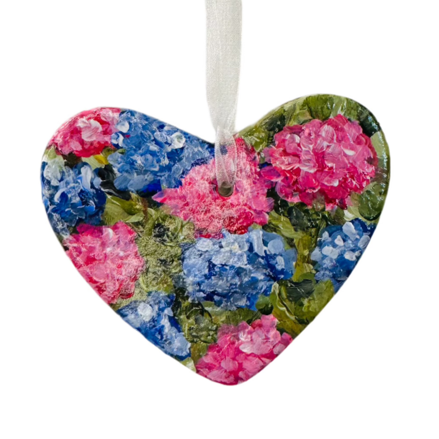 Heart Ornament - Pink & Blue Hydrangea
