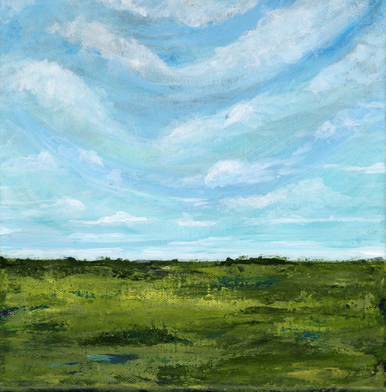 "TEAL SKIES" Original Art On Canvas 10x10