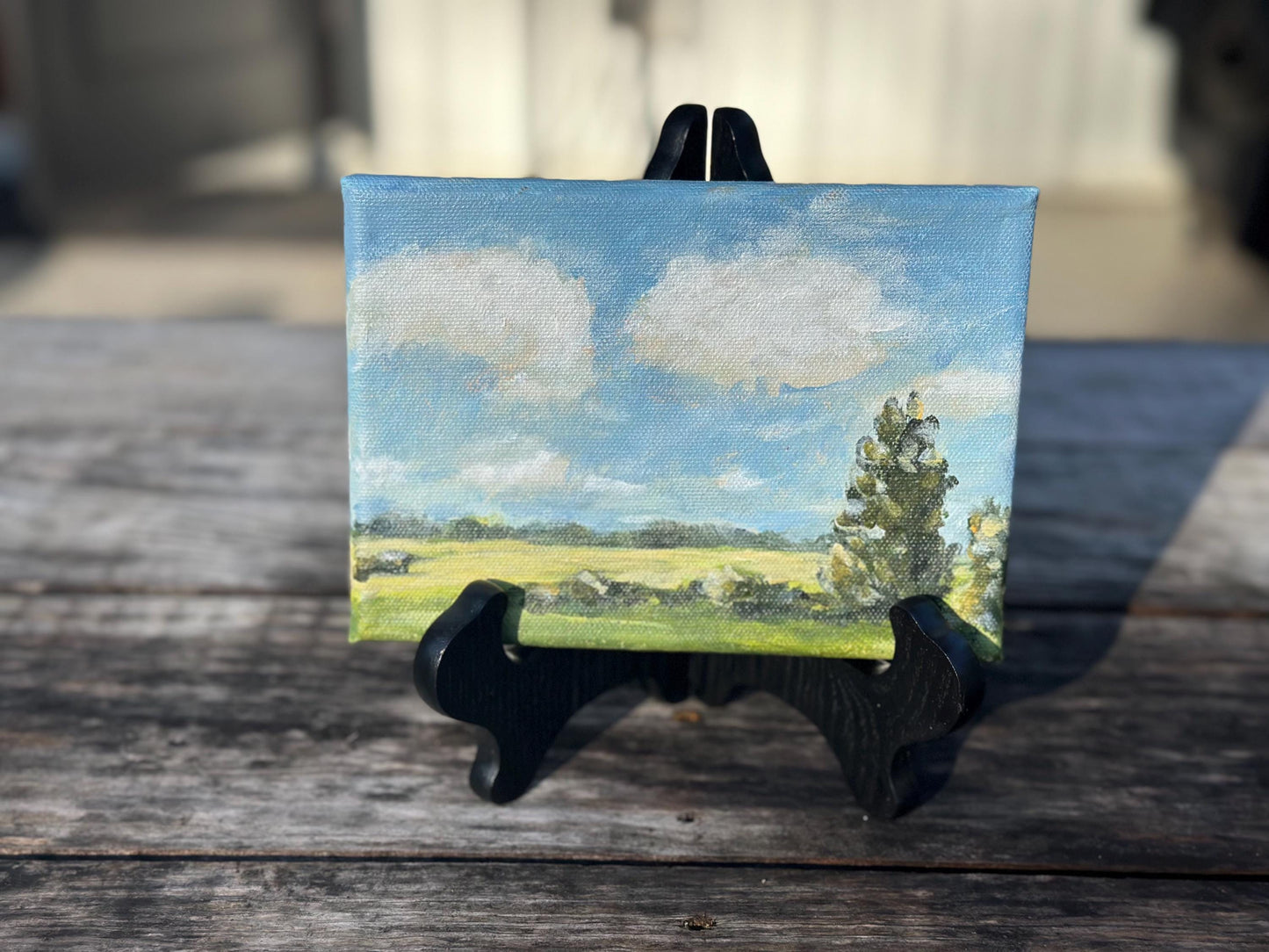 "Cloud Chorus" Original 5x7 Acrylic Landscape Painting with Easel