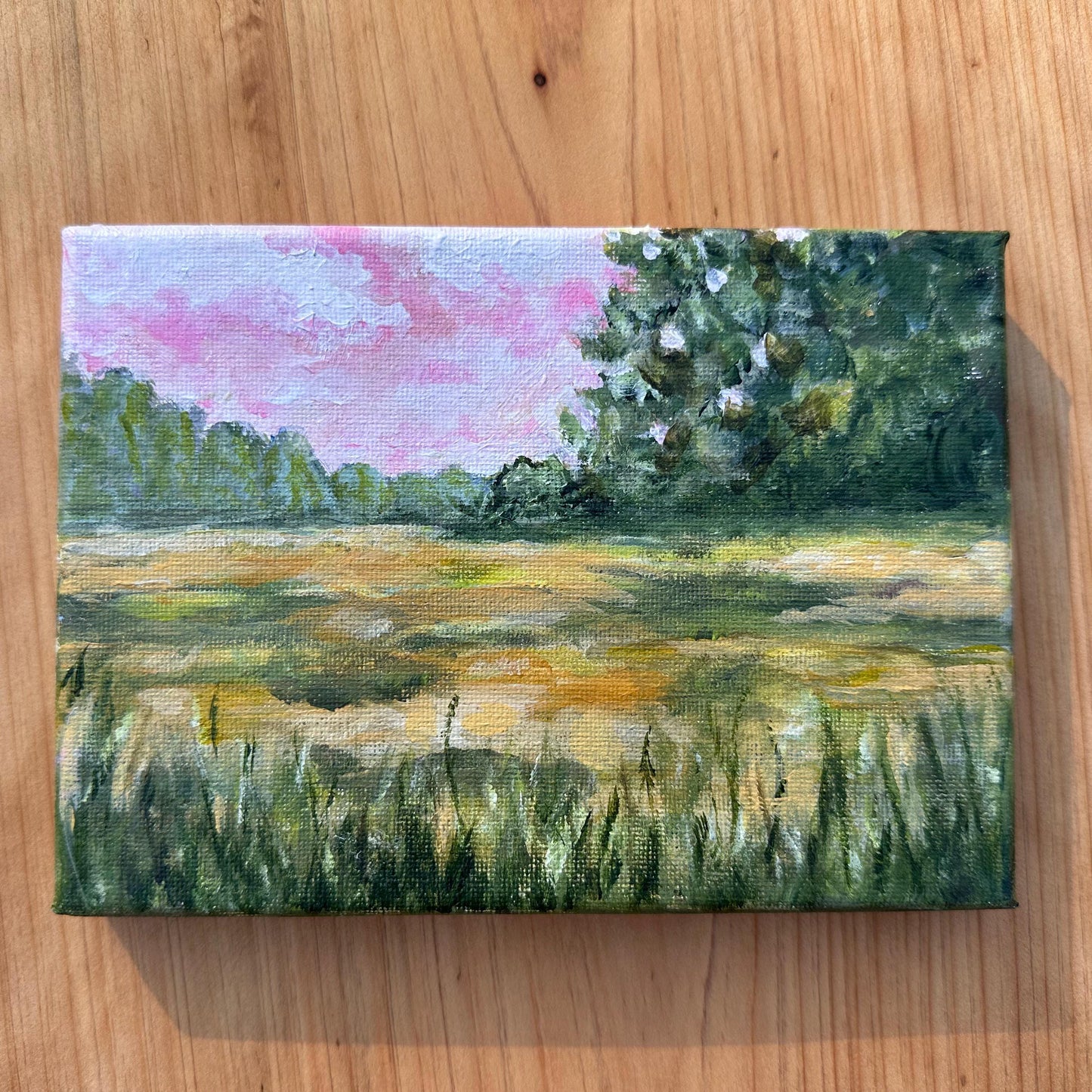 "Meadow Whispers" 5x7 Original Art On Canvas - Easel Included