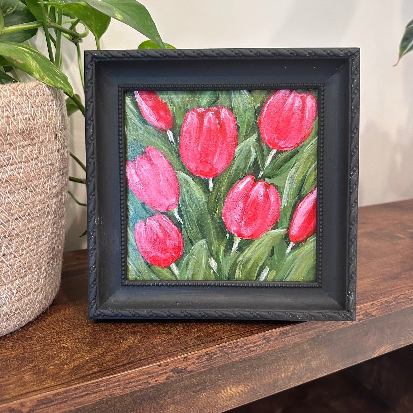 "SPRING INTO RED" Art On Paper  6X6