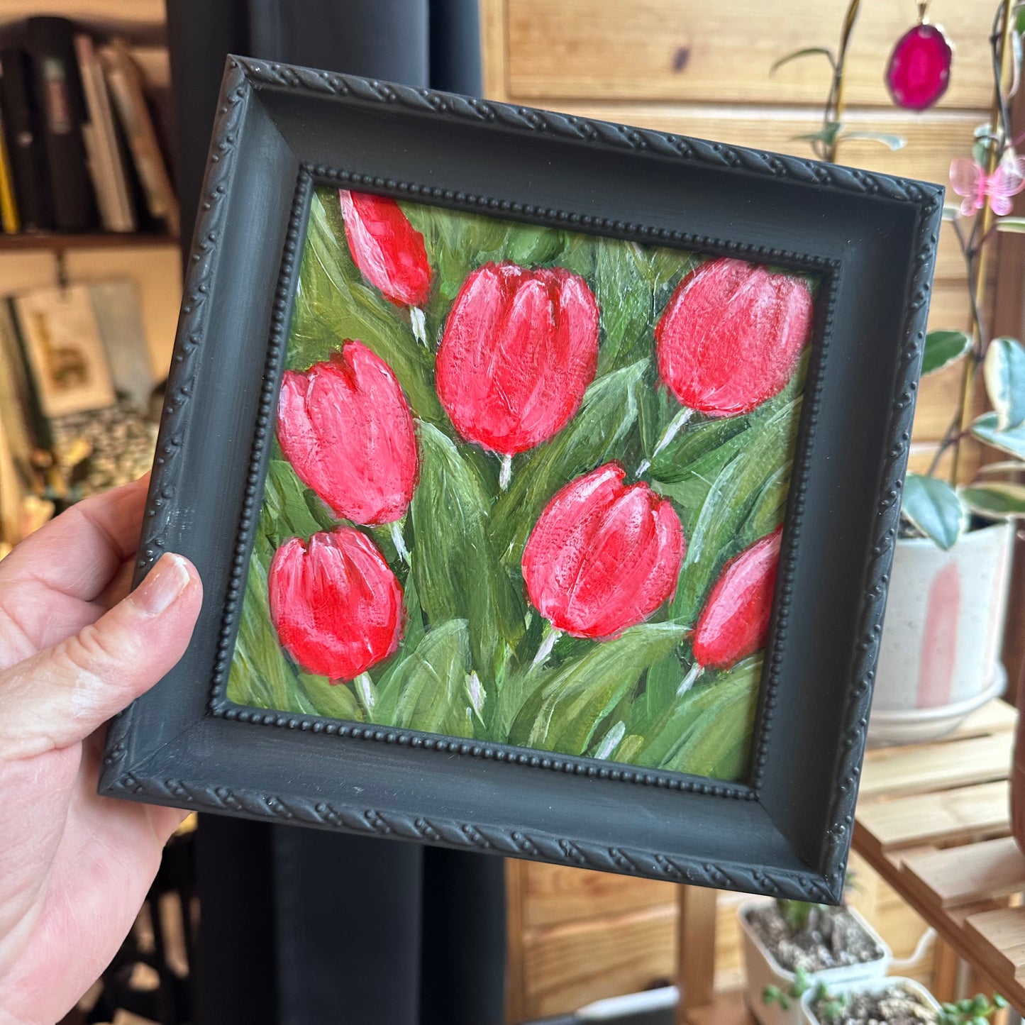 "SPRING INTO RED" Art On Paper  6X6