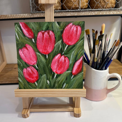 "SPRING INTO RED" Art On Paper  6X6