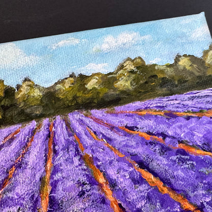 "Lavender Dreams" Original 5x7 Acrylic Landscape Painting with Easel