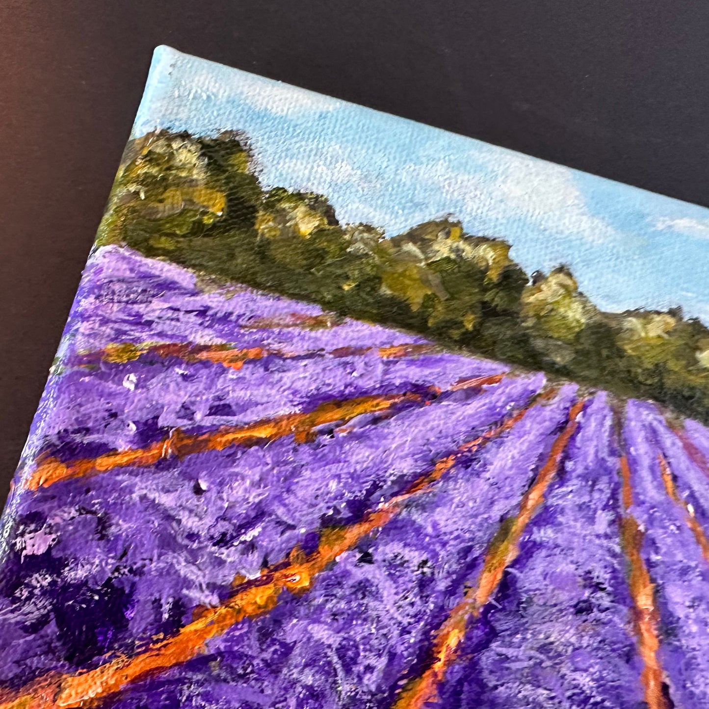 "Lavender Dreams" Original 5x7 Acrylic Landscape Painting with Easel