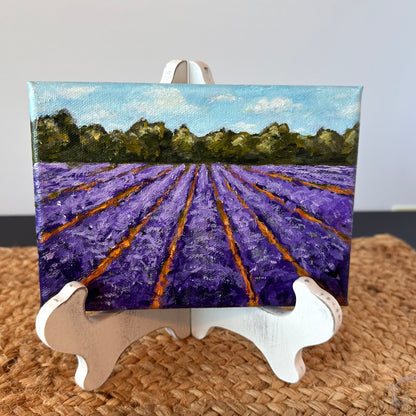"Lavender Dreams" Original 5x7 Acrylic Landscape Painting with Easel
