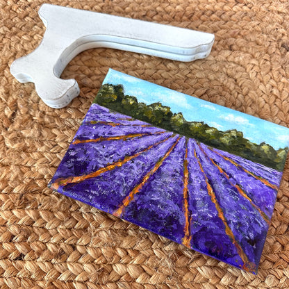 "Lavender Dreams" Original 5x7 Acrylic Landscape Painting with Easel