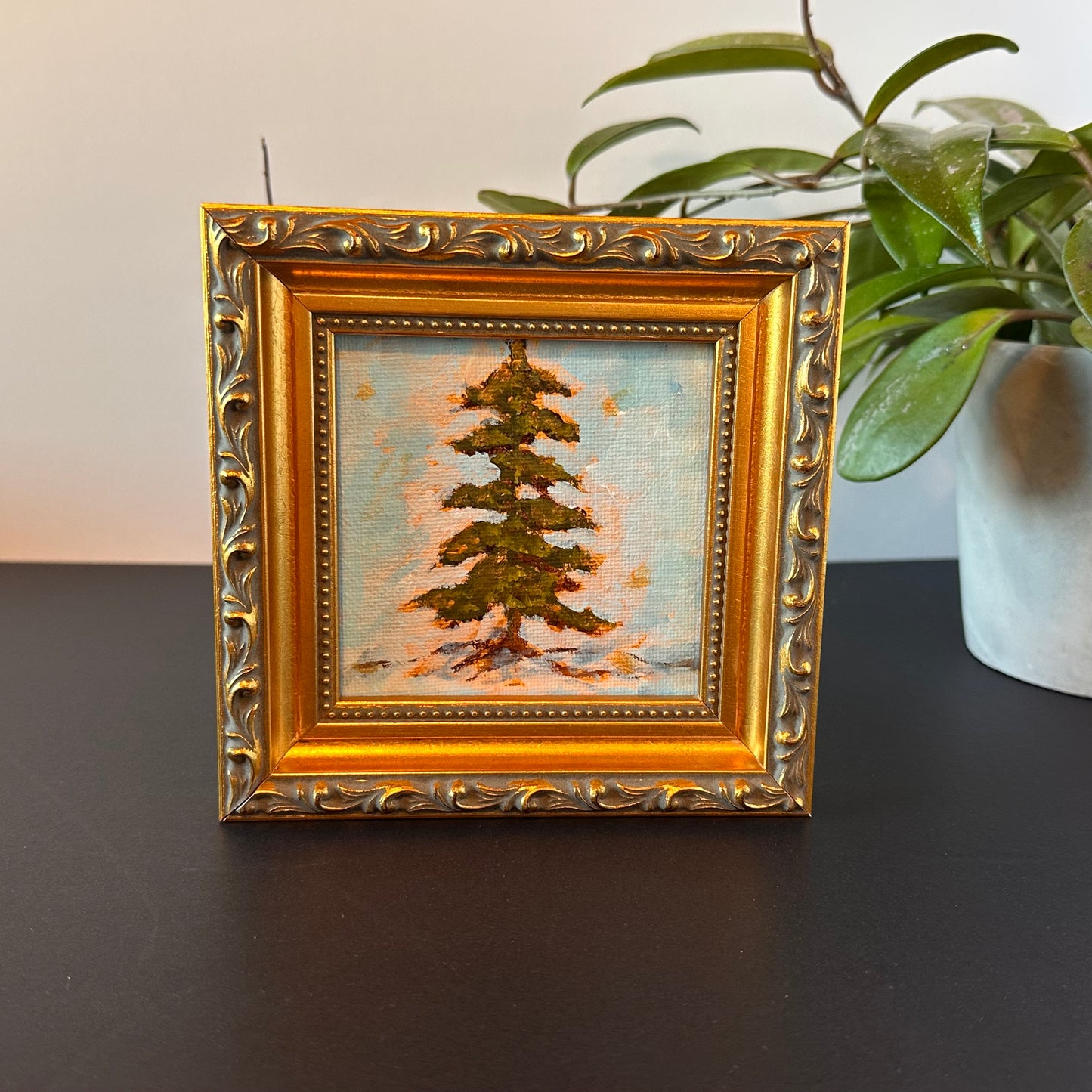 "Winter Glow" Original Art On Canvas 4x4 With Frame