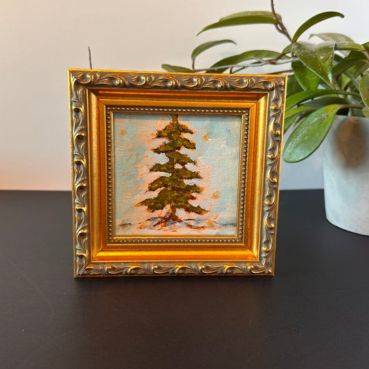 "Winter Glow" Original Art On Canvas 4x4 With Frame