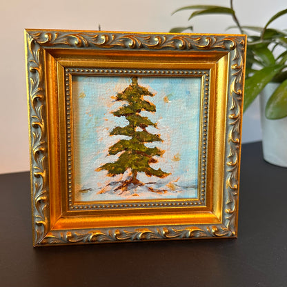 "Winter Glow" Original Art On Canvas 4x4 With Frame