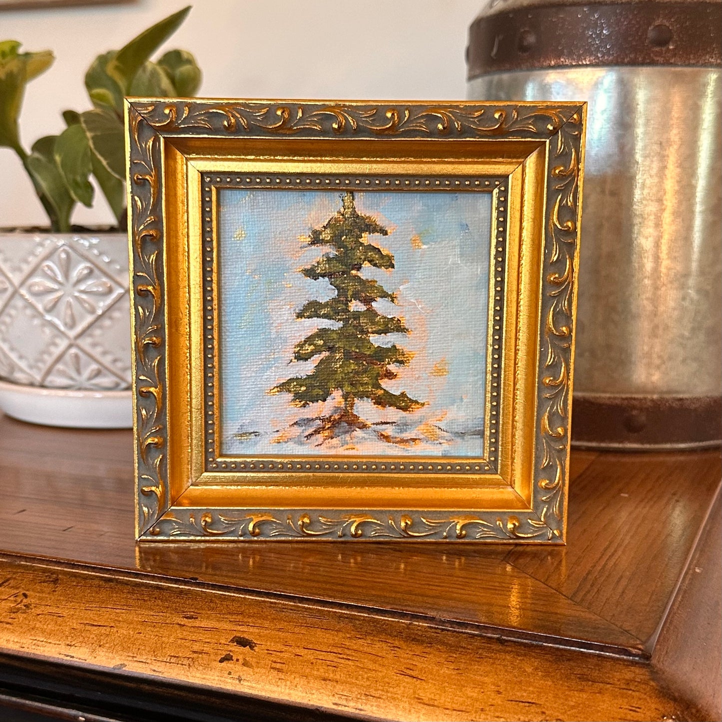 "Winter Glow" Original Art On Canvas 4x4 With Frame