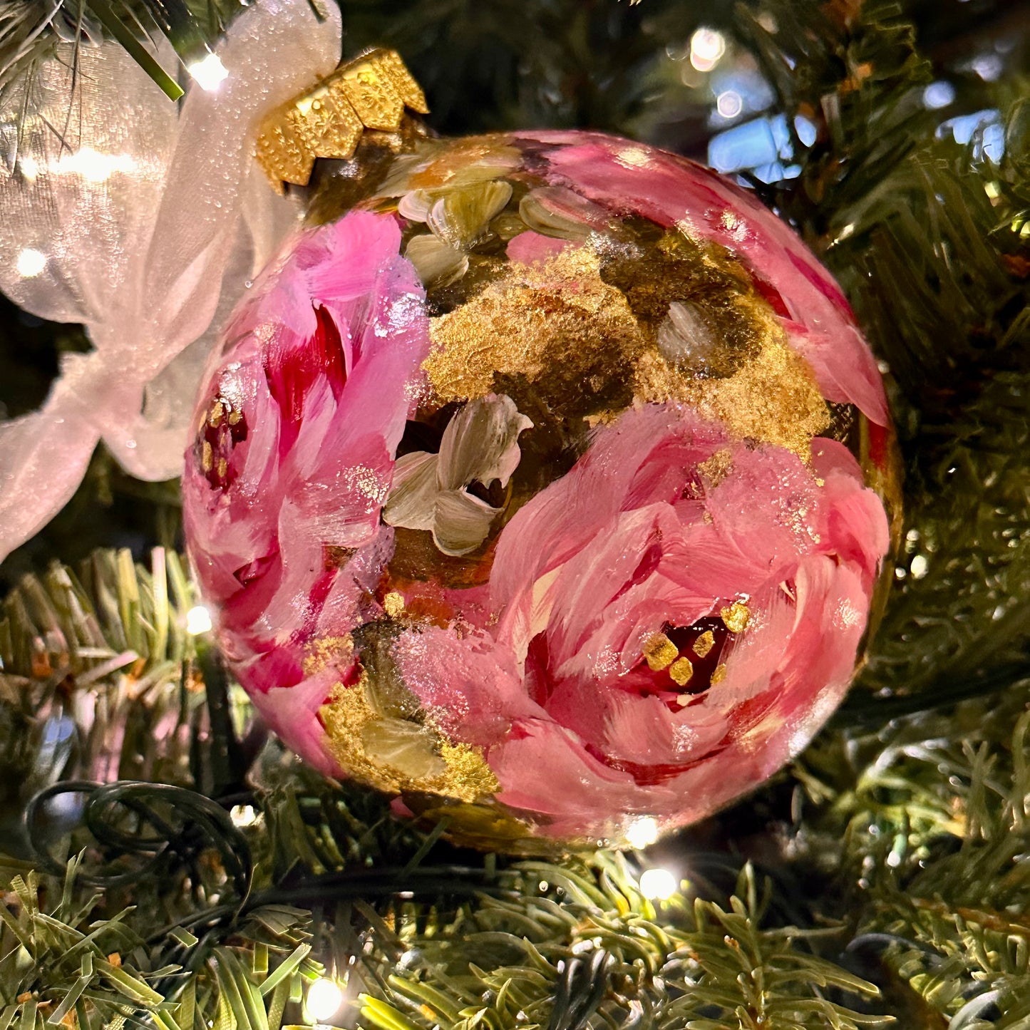 Priscilla - Pink and Gold -  Rose Ornament
