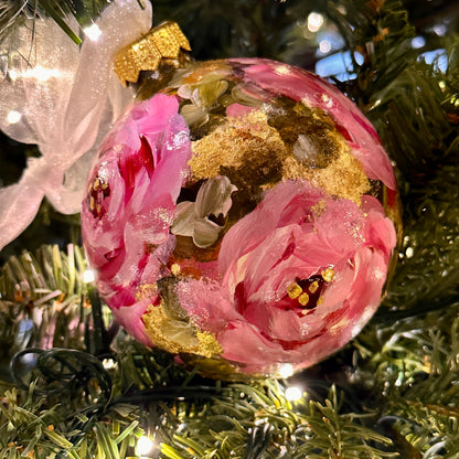Priscilla - Pink and Gold -  Rose Ornament