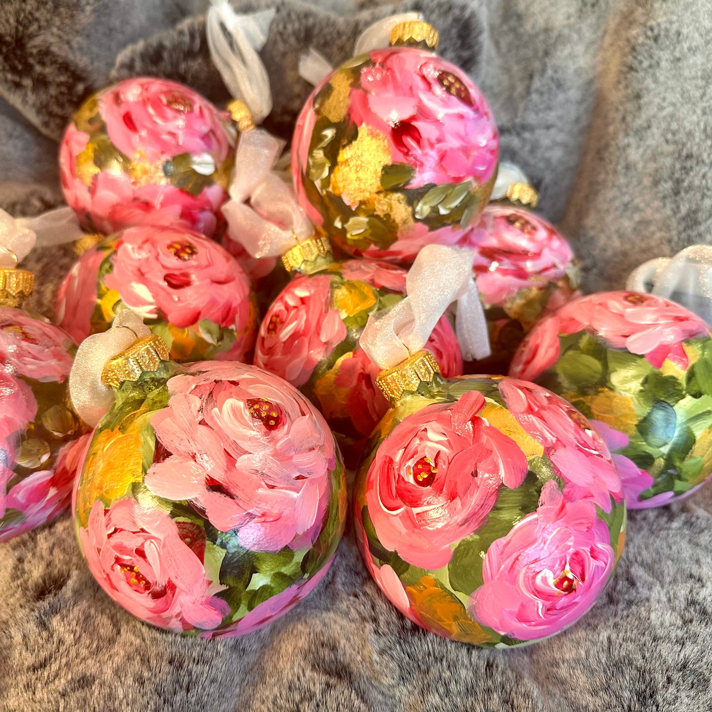 Priscilla - Pink and Gold -  Rose Ornament