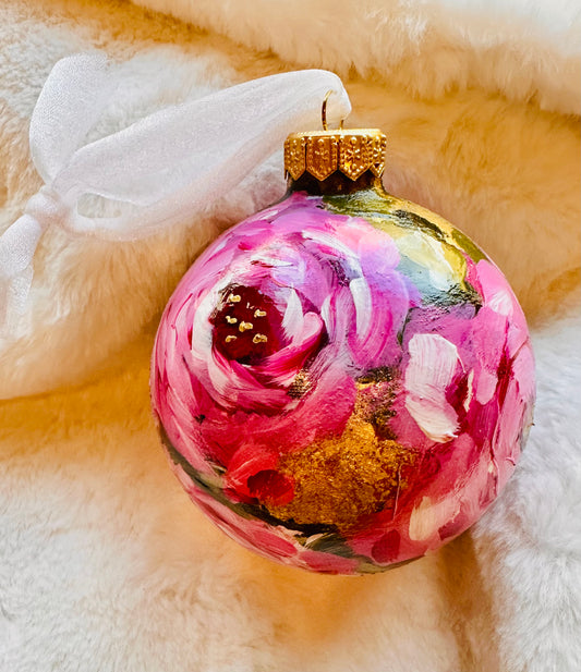 Priscilla - Pink and Gold -  Rose Ornament