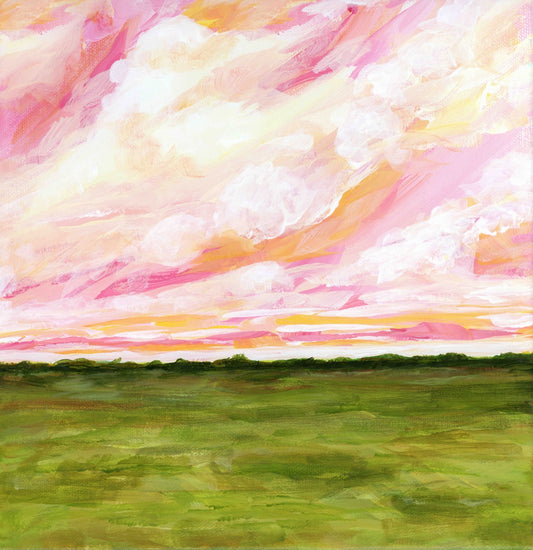 "Pink Skies" Original Art On Canvas 10x10