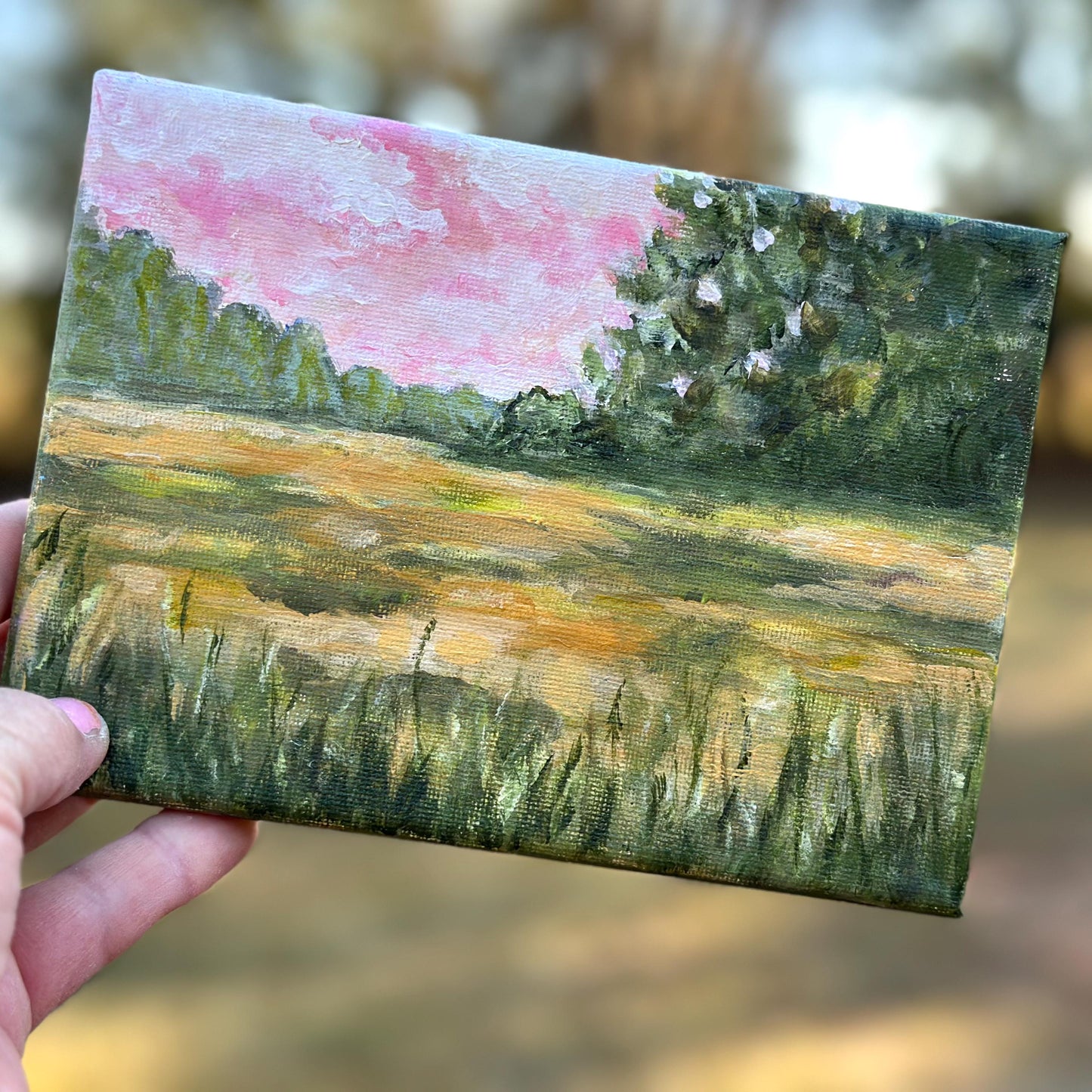 "Meadow Whispers" 5x7 Original Art On Canvas - Easel Included