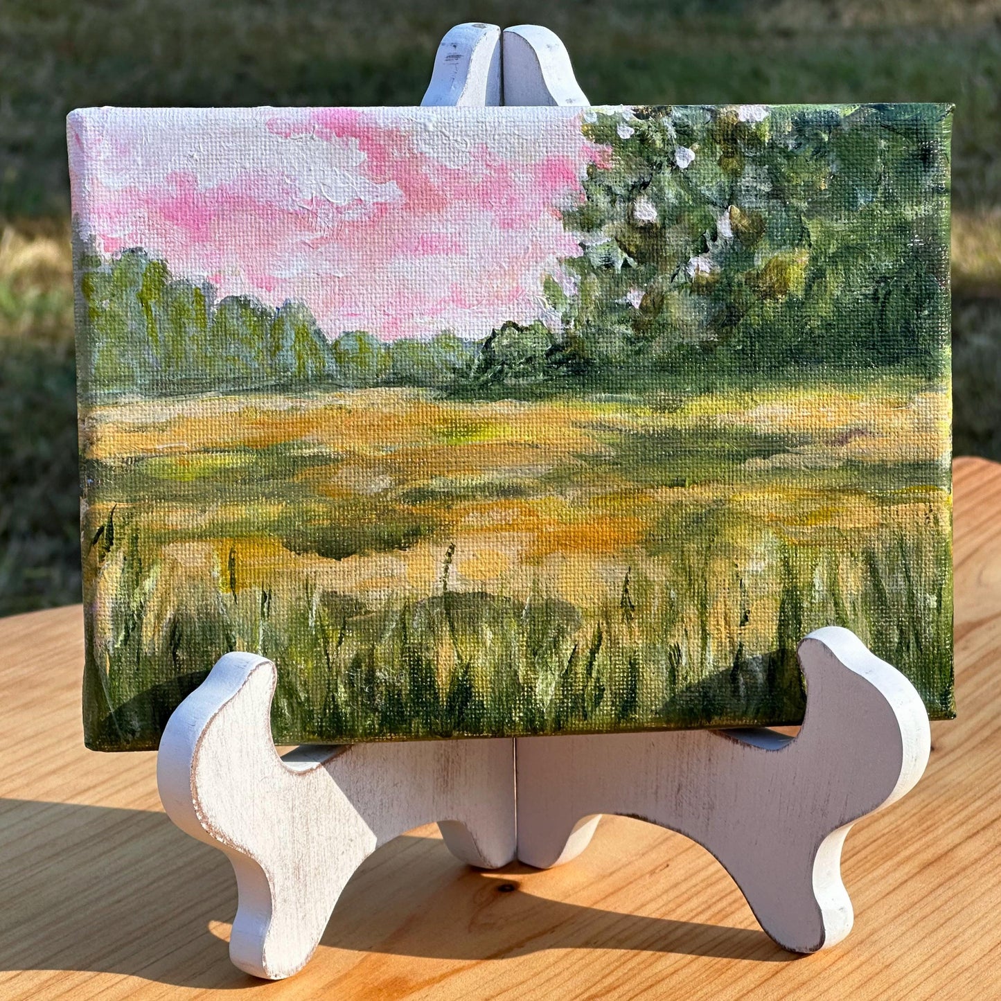"Meadow Whispers" 5x7 Original Art On Canvas - Easel Included