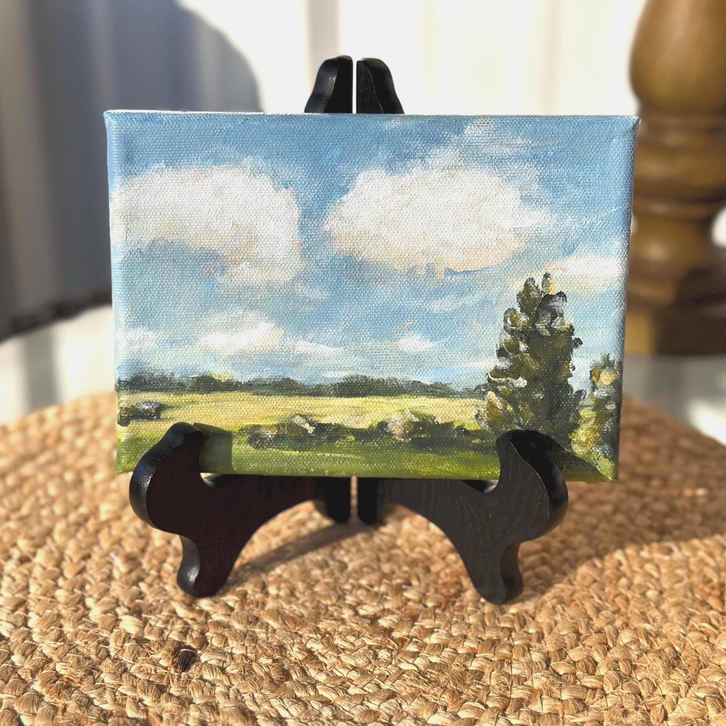 "Cloud Chorus" Original 5x7 Acrylic Landscape Painting with Easel