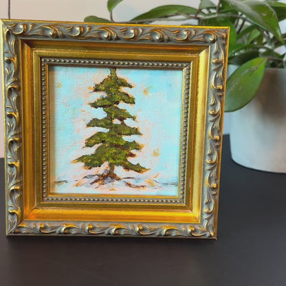 "Winter Glow" Original Art On Canvas 4x4 With Frame